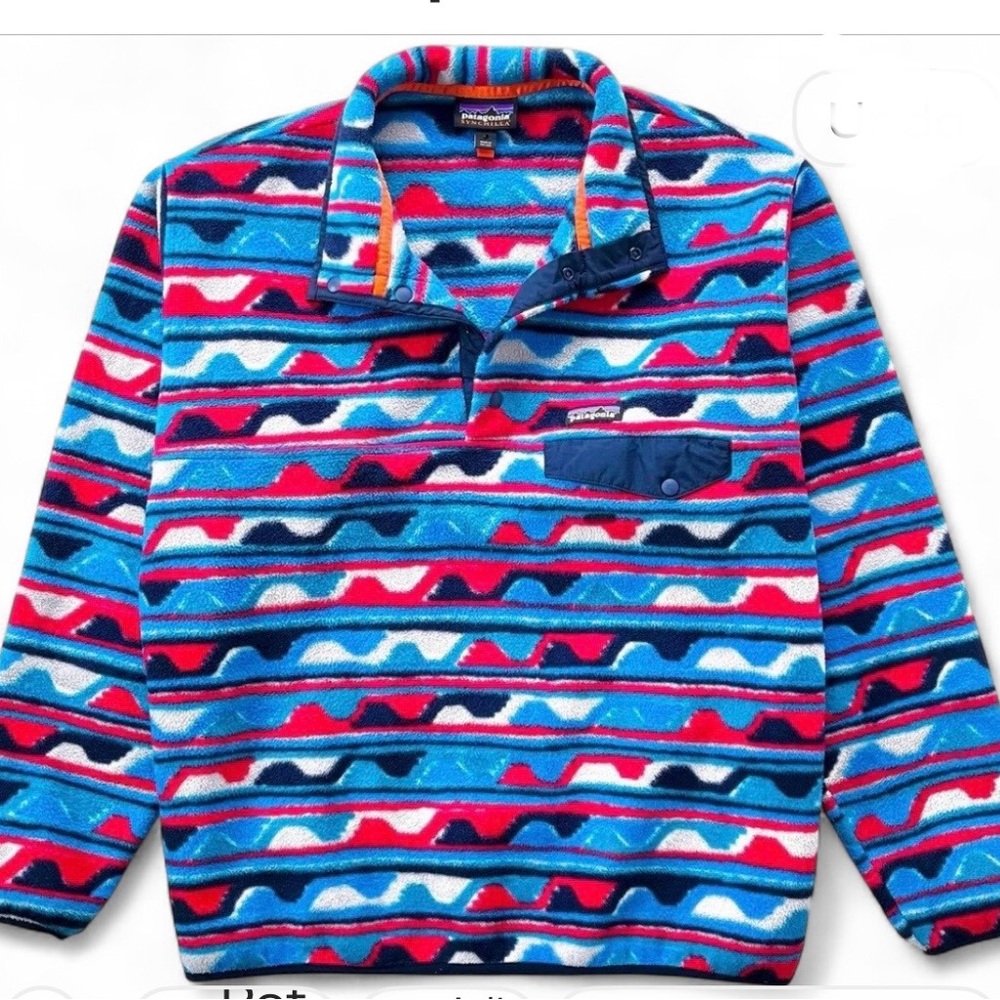 Rare Patagonia Synchilla Delta-Navy Blue Snap T Pullover Men’s XS